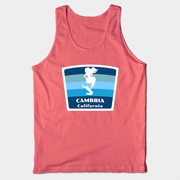 Cambria Beach California - CA Beach Swimming Mermaid Silhouette Tank Top by Go With Tammy